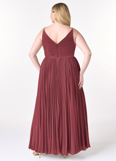 Azazie Raychelle Bridesmaid Dresses Merlot A-Line V-Neck Chiffon Dress image8