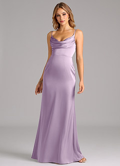 Azazie Aimee Bridesmaid Dresses Frosted Lilac A-Line Sweetheart Neckline Stretch Satin Dress image4