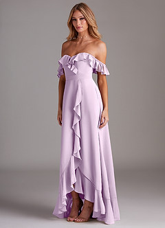 Azazie Lyra Bridesmaid Dresses Frosted Lilac A-Line Chiffon Convertible Dress image5