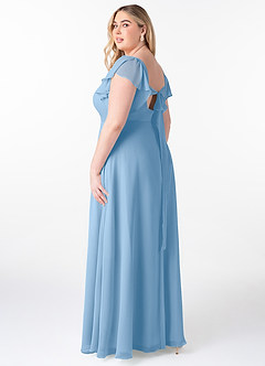 Azazie Syenna Bridesmaid Dresses Powder Blue A-Line Ruched Chiffon Dress image4