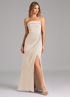 Azazie Aretha Bridesmaid Dresses White Alabaster A-Line Strapless Stretch Satin Convertible Dress image5
