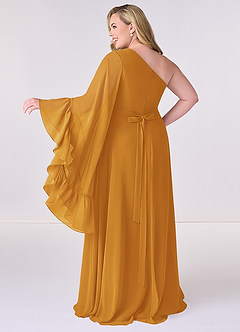 Barbie ♥ Azazie Bridesmaid Dresses Butterscotch A-Line Long Sleeve Chiffon Dress image8