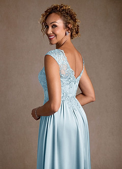 Azazie Amethyst Mother of the Bride Dresses Sky Blue A-Line Lace Dress image7