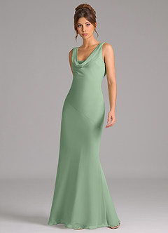 Azazie Rylina Bridesmaid Dresses Matcha Mermaid Pleated Chiffon Dress image5