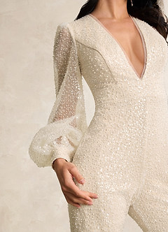 Azazie Virginia Wedding Dresses Diamond White Champagne Pant Styles with Pockets Beading Dress image2