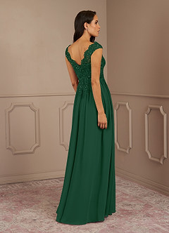Azazie Amethyst Mother of the Bride Dresses Dark Green A-Line V-Neck Sequins Chiffon Dress image5
