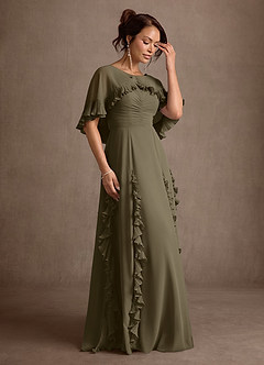 Azazie Darla Mother of the Bride Dresses Willow Green A-Line Ruched Chiffon Dress image5