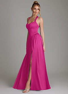 Azazie Francis Bridesmaid Dresses Fuchsia A-Line Corset Stretch Satin Dress image6