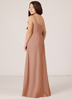 Azazie Renee Junior Champagne Rose A-Line Side Slit Chiffon Dress image4