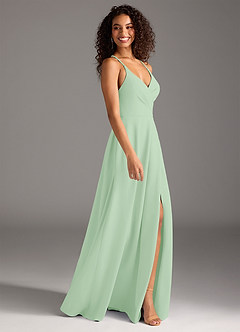 Azazie Davis Bridesmaid Dresses Dusty Sage A-Line Pleated Stretch Crepe Dress image5