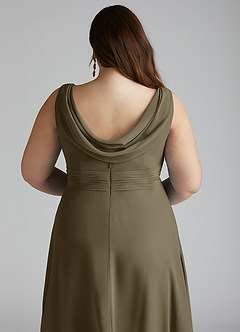 Azazie Karina Bridesmaid Dresses Willow Green A-Line Pleated Chiffon Dress image10