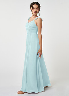 Azazie Emily Junior A-Linie Gestreift Chiffon Kleid Seegrün image3