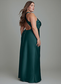 Azazie Evadne Bridesmaid Dresses Pine Sheath Pleated Stretch Satin Dress image8