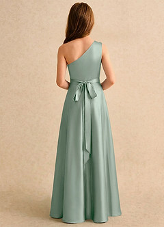 Azazie Puddles Girls Formal Jurken voor bloemenmeisjes A-lijn Jurk van Stretch Satijn One-shoulder Agave image2
