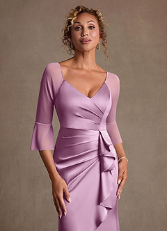 Azazie Nampa Final Sale Wisteria Sheath Pleated Mesh Dress image5