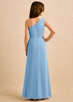 Azazie Sophie Girls Formal Flower Girl Dresses Powder Blue Sheath One Shoulder Chiffon Dress image3