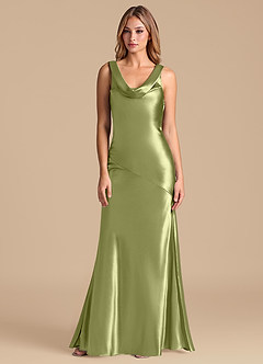 Azazie Rylina Brautjungfernkleider Meerjungfrau-Linie Metallischer Satin Kleid Pistazie image5