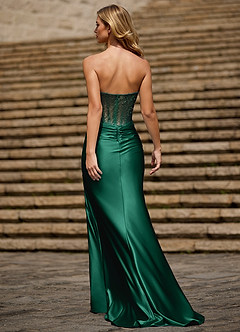 Glint Dusty Green Vestido de baile assimétrico com strass image2