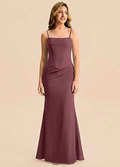 Azazie Sorrel Junior Meerjungfrau-Linie Plissee Chiffon Kleid Sangria image6