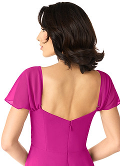 Azazie Tancie Brautjungfernkleider Wandelbar A-Linie Schulterfrei Chiffon Kleid Fuchsia image5