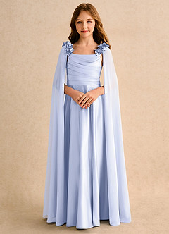 Azazie Rosita Girls Formal Robe Demoiselle D'honneur Fillette Robe Trapèze en Mat Satiné Plissée Lavande image5