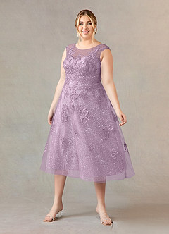 Azazie Flynn Mother of the Bride Dresses Wisteria A-Line Boatneck Lace Tulle Dress image6