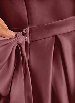 Azazie Pearl Flower Girl Dresses Desert Rose Ball-Gown Pleated Matte Satin Dress image9