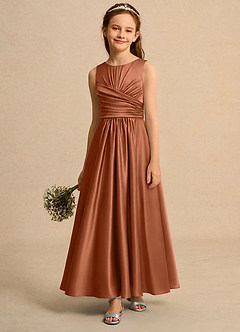 Azazie Ducky Girls Formal Flower Girl Klänningar Klä A-Line i Stretch Satin Plisserad image4