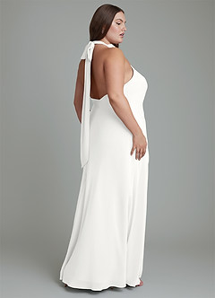Azazie Velli Abiti da Damigella Abito Sirena in Chiffon Collo alto Bianco image13