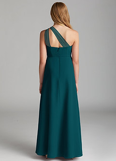 Azazie Maive Junior Pine A-Line Pleated Chiffon Dress image3