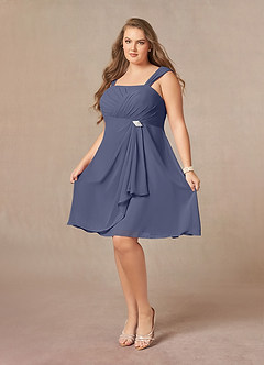 Azazie Olivia Mother of the Bride Dresses Stormy A-Line Square Neckline Pleated Chiffon Dress image10