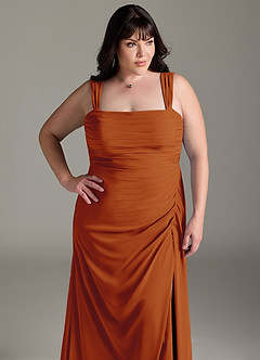 Azazie Jesaphine Bridesmaid Dresses Paprika Sheath Bow Chiffon Dress image13