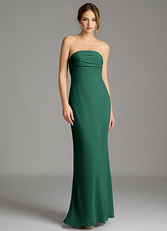 Azazie Ailanie Bridesmaid Dresses Emerald Mermaid Strapless Chiffon Dress image1