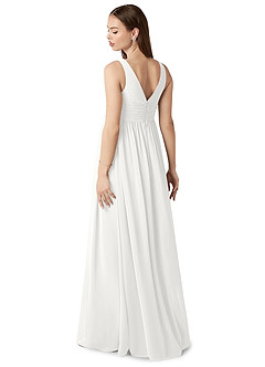 Azazie Yetta Maternity Bridesmaid Dresses A-Line V-Neck Gathered Chiffon Floor-Length Dress image11