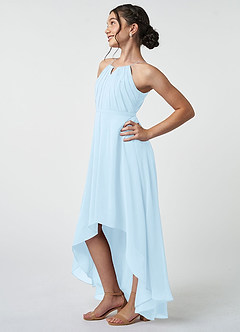 Azazie Oaklynn Junior Sky Blue A-Line Pleated Chiffon Dress image4
