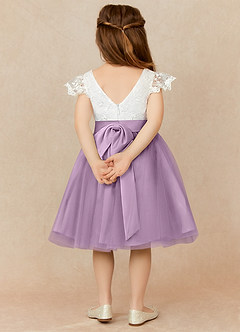 Azazie Vetty Flower Girl Dresses Ivory Wisteria A-Line Lace Tulle Dress image2