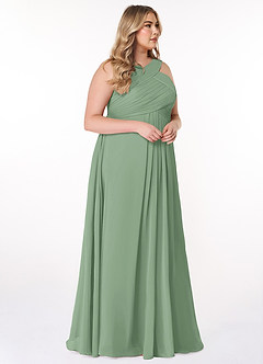 Azazie Kaleigh Kleider zum Anprobieren zu Hause A-Linie Plissee Chiffon Kleid Matcha image10
