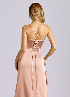 Azazie Sarai Suknie dla druhen Osłona Gorset Satyna elastyczna Do ziemi Sukienka image2