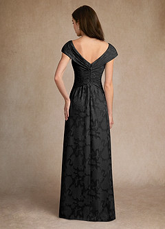 Azazie Myrtle Mother of the Bride Dresses Black A-Line Pleated Floral Burnout Dress image4