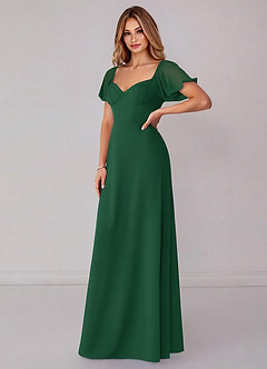 Azazie Fatima Bridesmaid Dresses Dark Green A-Line with Pockets Chiffon Dress image4