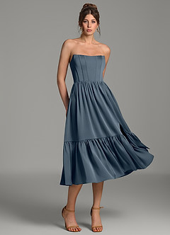Azazie Delphina Bridesmaid Dresses Twilight A-Line Corset Stretch Satin Convertible Dress image3