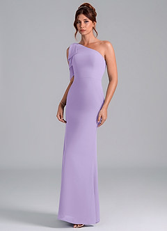 Azazie Rinna Bridesmaid Dresses Lilac Mermaid One Shoulder Chiffon Dress image3