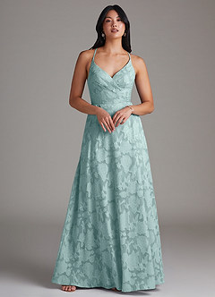 Azazie Davis Robes de demoiselle d'honneur Robe Trapèze en Blumen-Burnout Plissée Brume image3