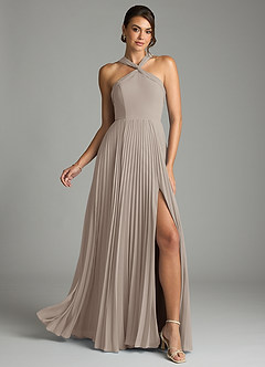 Azazie Afra Abiti da Damigella Abito A-Line in Chiffon Plissettato Gelo image1