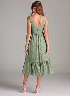 Azazie Alissa Bridesmaid Dresses Agave A-Line with Pockets Floral Burnout Dress image8