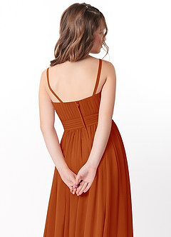 Azazie Astrid Junior Paprika A-Line Floral Chiffon Dress image4