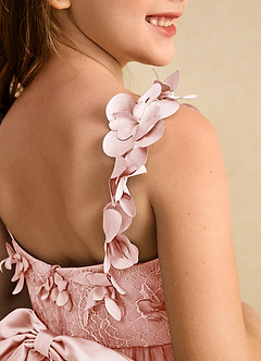 Azazie Tweety Flower Girl Dresses Blushing Pink A-Line Lace Tulle Dress image7