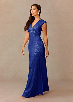 Upstudio Sacramento Slutförsäljning Klänning A-Line i Paljetter V-ringning med rynkning Kungsblå image2