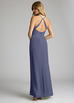 Azazie Becca Bridesmaid Dresses Stormy Sheath V-Neck Chiffon Dress image6
