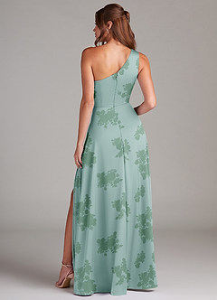 Azazie Brooke Robes de demoiselle d'honneur Robe Trapèze en Satin extensible Ue épaule Fleurs De Sauge Poussiéreuse image7